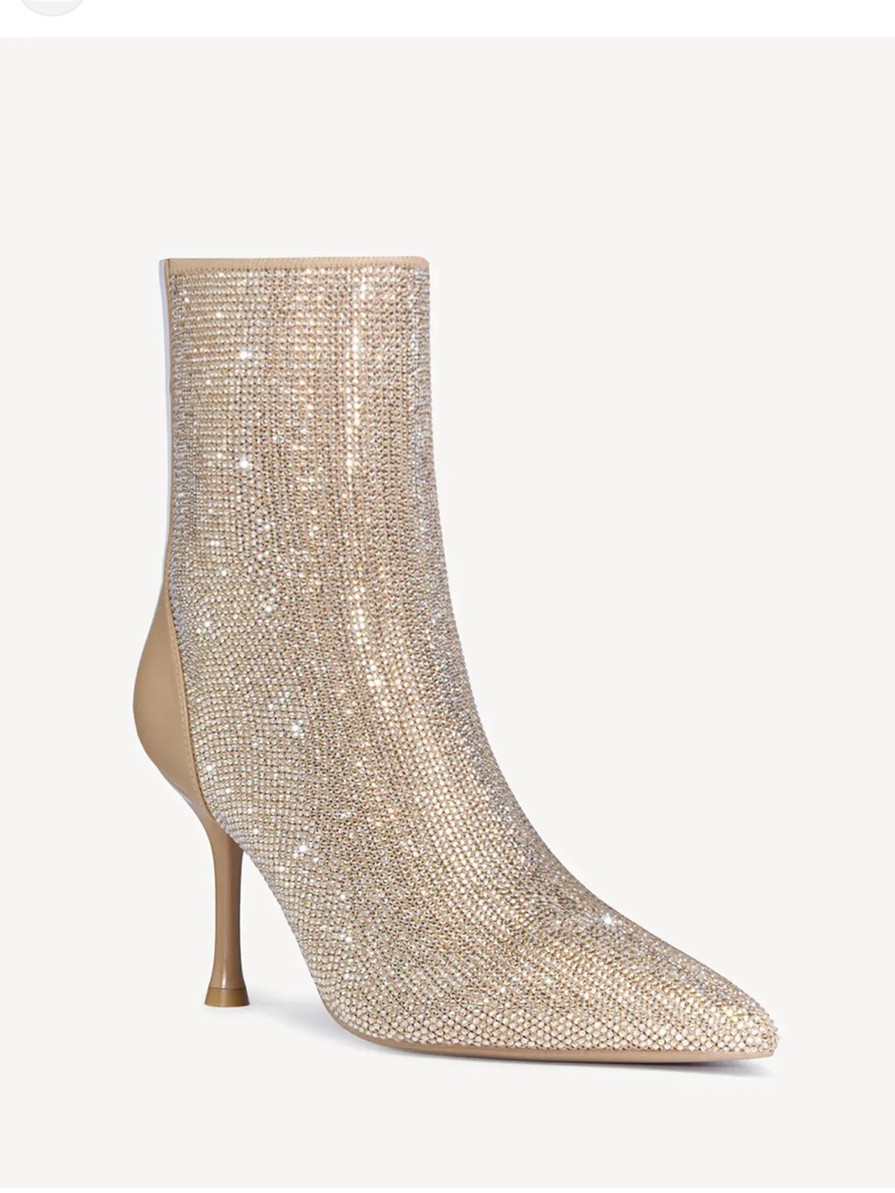 Cosy Island Starlight Rhinestone Pointed Toe Heeled Ankle Boot Gold